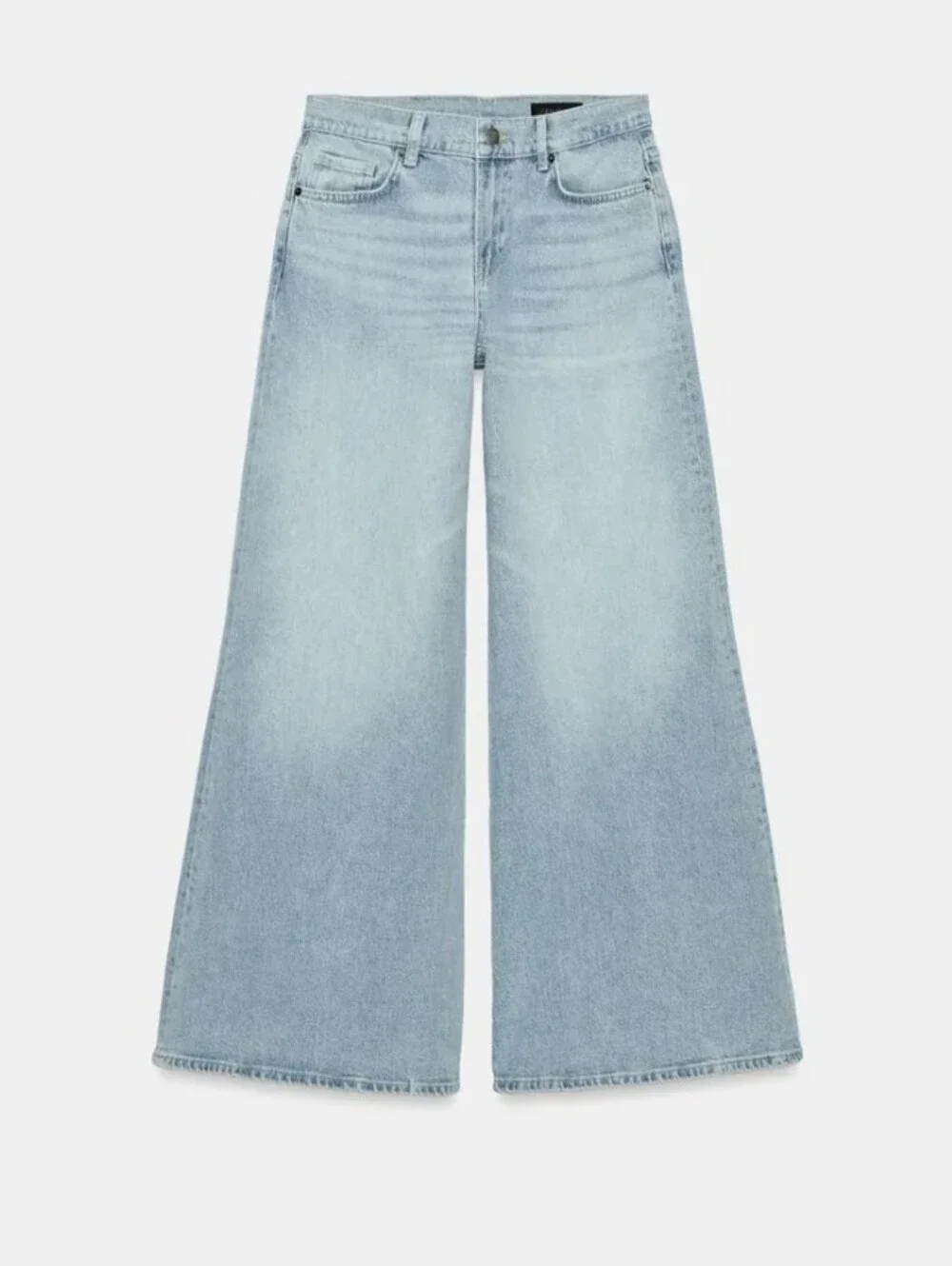 Zara Zw Collection Maxi Wide Leg Low Rise Light Wash Sz-10